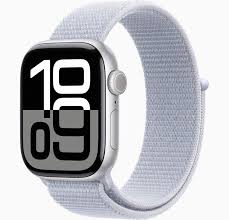 APPLE WATCH SERIES 10 46MM SILVER ALUMINIUM CASE WITH DENIM SPORT BAND M/L GPS MWWM3QC/A