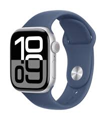 APPLE WATCH SERIES 10 42MM SILVER ALUMINIUM CASE WITH DENIM SPORT BAND M/L GPS+CELLULAR MWX43QC