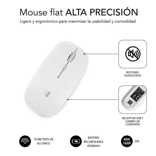 SUBBLIM SUBMO-DFLAT21 mouse Ambidestro RF Wireless + Bluetooth + USB Type-A Ottico 1600 DPI