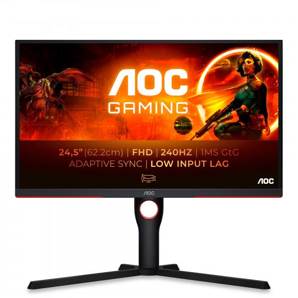 AOC G3 25G3ZM/BK Monitor PC 62,2 cm (24.5") 1920 x 1080 Pixel Full HD Nero, Rosso - EUROBABYLON