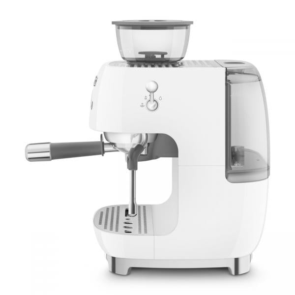 Smeg Macchina da Caffè Espresso Manuale con macinacaffè integrato 50's Style  Bianco LUCIDO  EGF03WHEU