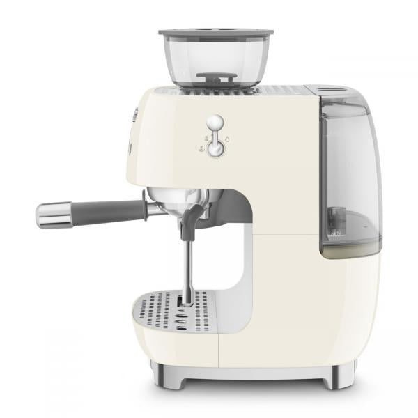 Smeg Macchina da Caffè Espresso Manuale con macinacaffè integrato 50's Style  Panna LUCIDO  EGF03CREU