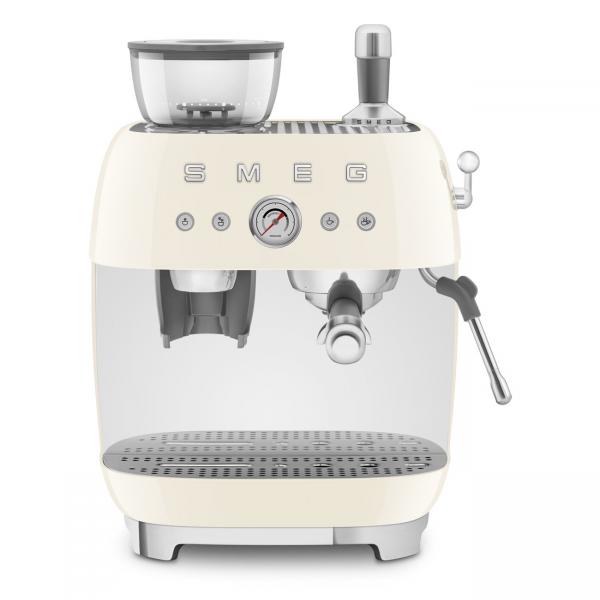 Smeg Macchina da Caffè Espresso Manuale con macinacaffè integrato 50's Style  Panna LUCIDO  EGF03CREU