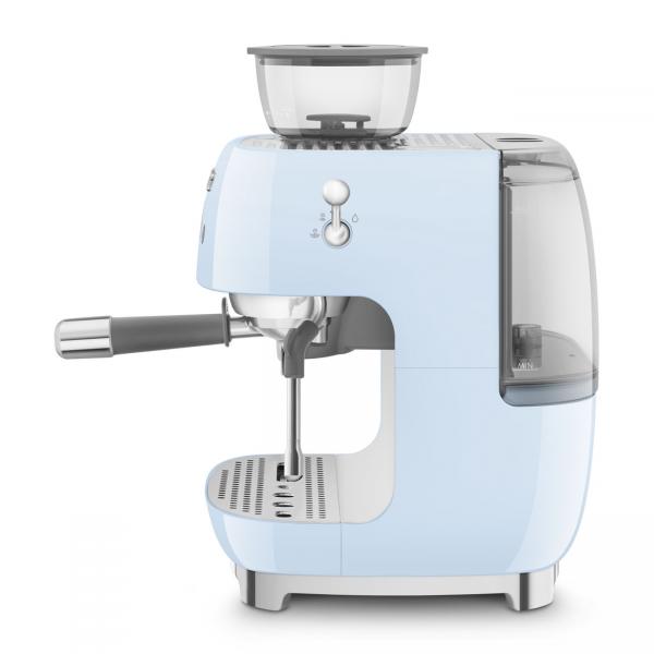 Smeg Macchina da Caffè Espresso Manuale con macinacaffè integrato 50's Style  Azzurro LUCIDO  EGF03PBEU