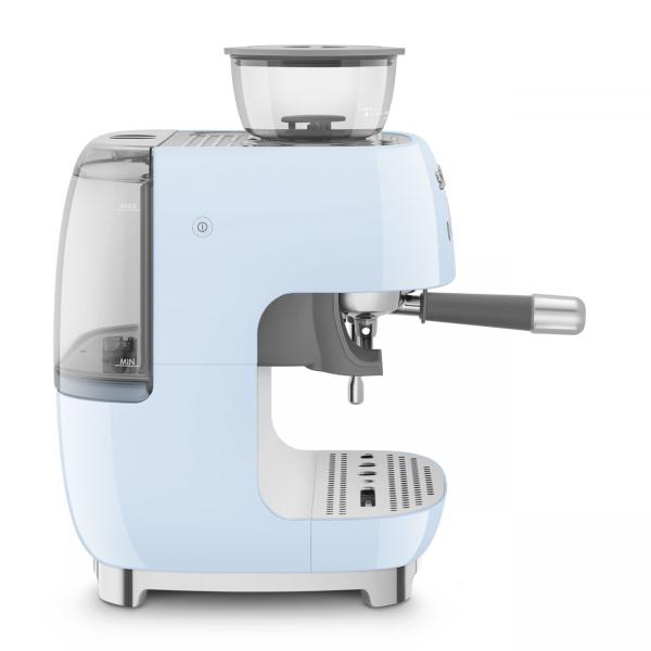 Smeg Macchina da Caffè Espresso Manuale con macinacaffè integrato 50's Style  Azzurro LUCIDO  EGF03PBEU