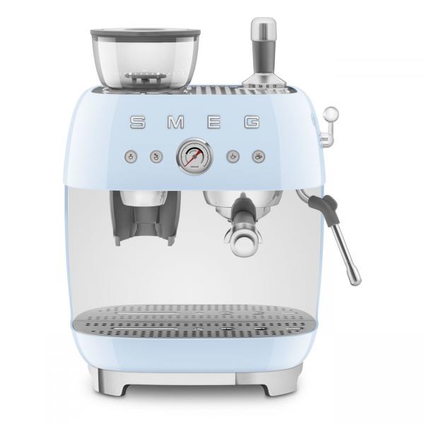 Smeg Macchina da Caffè Espresso Manuale con macinacaffè integrato 50's Style  Azzurro LUCIDO  EGF03PBEU