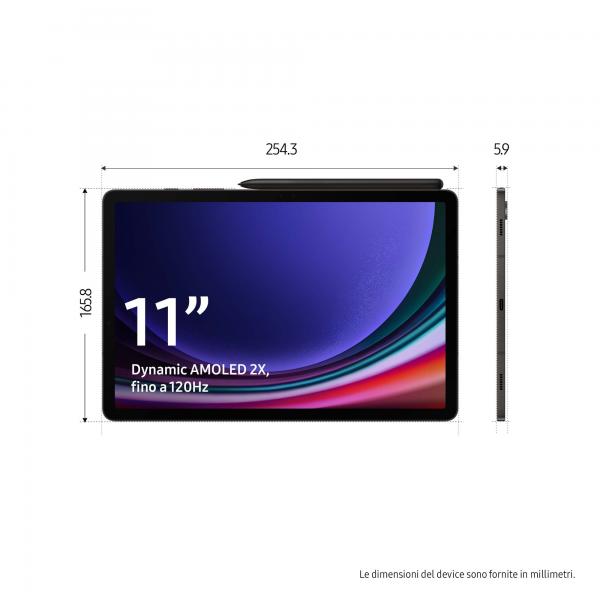 Samsung Galaxy Tab S9 Tablet Android 11 Pollici Dynamic AMOLED 2X Wi-Fi RAM 8 GB 128 GB Tablet Android 13 Graphite