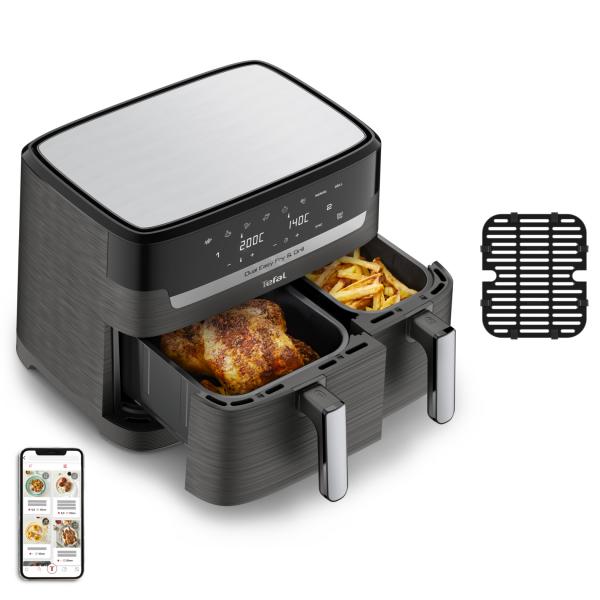 Tefal Dual Easy Fry & Grill EY905B Doppia 8,3 L Indipendente 2700 W Friggitrice ad aria calda Grigio - EUROBABYLON