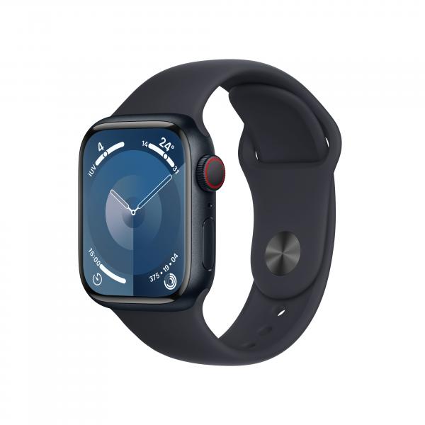 Apple Watch Series 9 GPS + Cellular Cassa 41mm in Alluminio Mezzanotte con Cinturino Sport Mezzanotte - S/M - EUROBABYLON