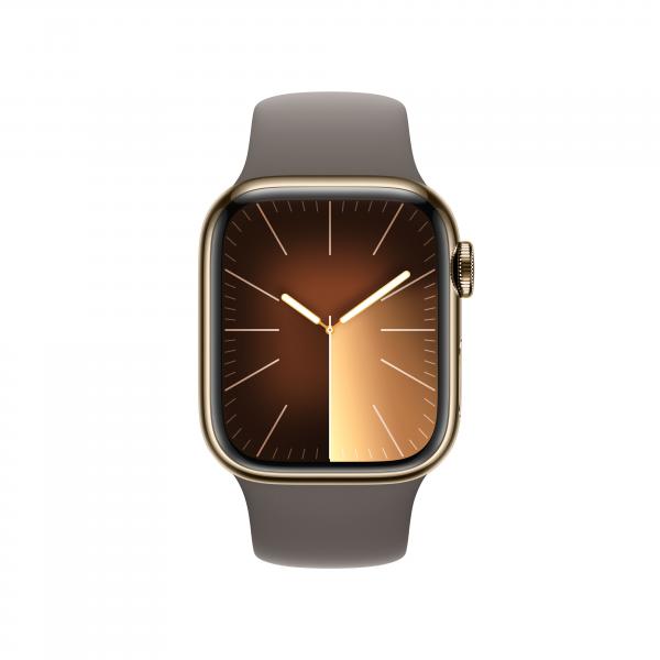 Apple Watch Series 9 GPS + Cellular Cassa 41mm in Acciaio inossidabile Oro con Cinturino Sport Creta - M/L