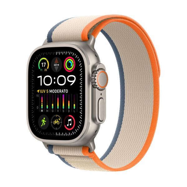 Apple Watch Ultra 2 GPS + Cellular, Cassa 49m in Titanio con Arancione/Beige Trail Loop - M/L - EUROBABYLON