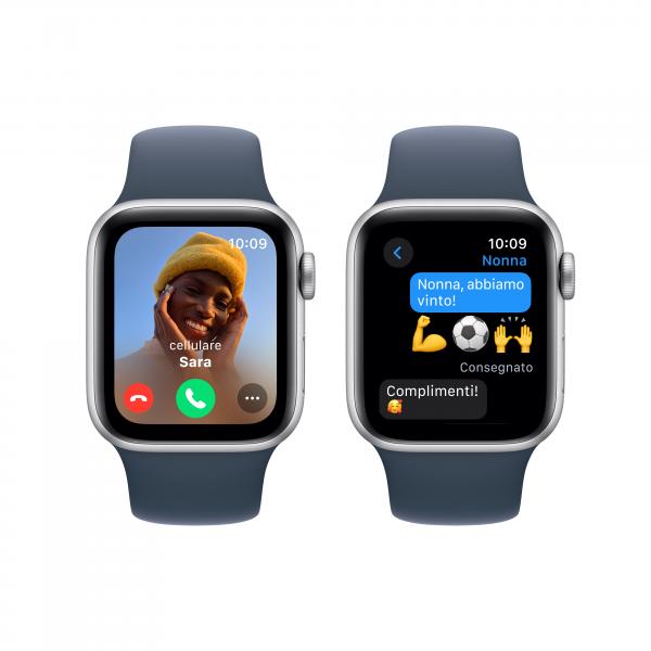 Apple Watch SE GPS Cassa 40mm in Alluminio Argento con Cinturino Sport Blu Tempesta - M/L - EUROBABYLON