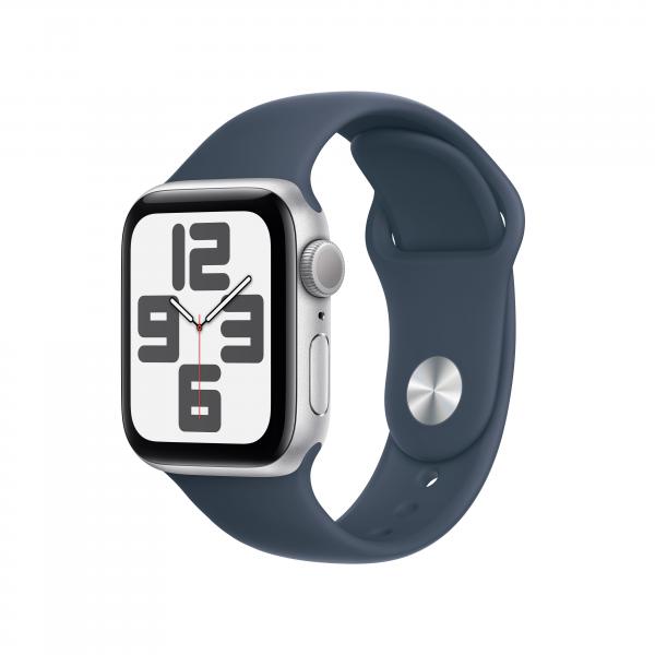 Apple Watch SE GPS Cassa 40mm in Alluminio Argento con Cinturino Sport Blu Tempesta - M/L - EUROBABYLON