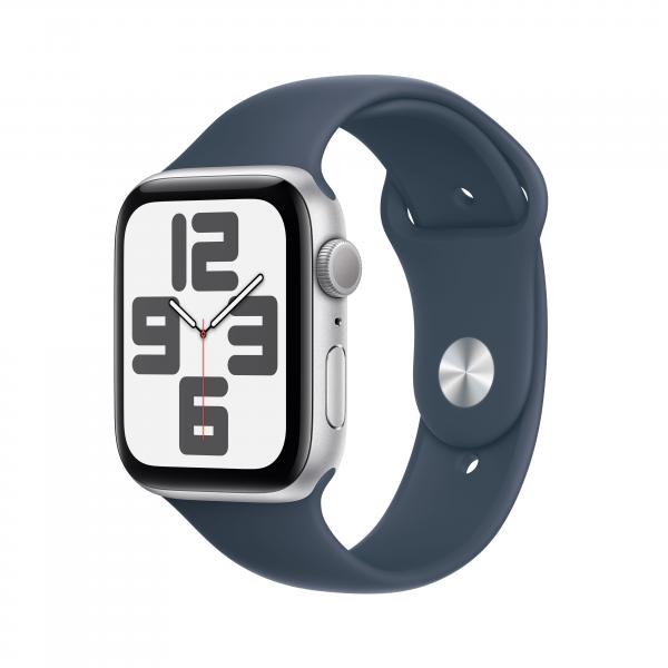 Apple Watch SE GPS Cassa 44mm in Alluminio Argento con Cinturino Sport Blu Tempesta - S/M - EUROBABYLON