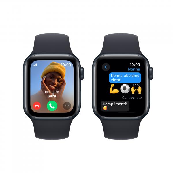 Apple Watch SE GPS + Cellular Cassa 40mm in Alluminio Mezzanotte con Cinturino Sport Mezzanotte - S/M