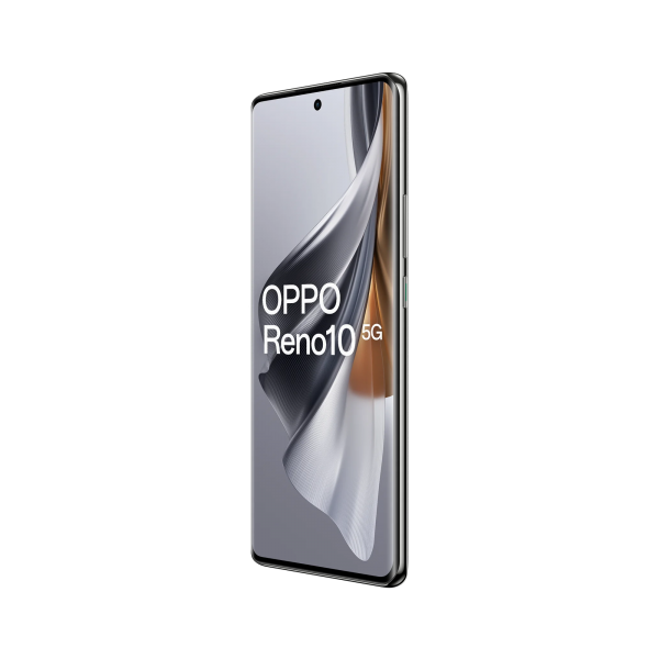 OPPO Reno RENO10 Smartphone 5G, AI Tripla fotocamera 64+32+8MP, Selfie 32MP, Display 6.7" 120HZ AMOLED, 5000 mAh, RAM 8GB (Esp. fino 16GB) + ROM 256GB, [Versione Italia], Colore Silvery Grey