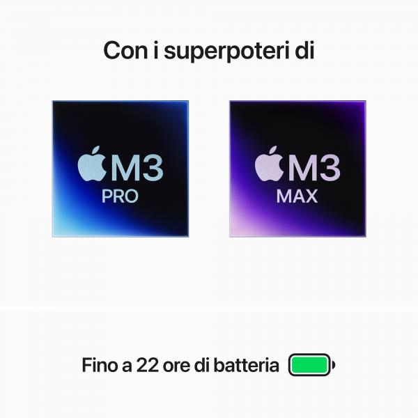 Apple MacBook Pro 16'' M3 Max chip con 16-core CPU e 40-core GPU, 1TB SSD - Argento