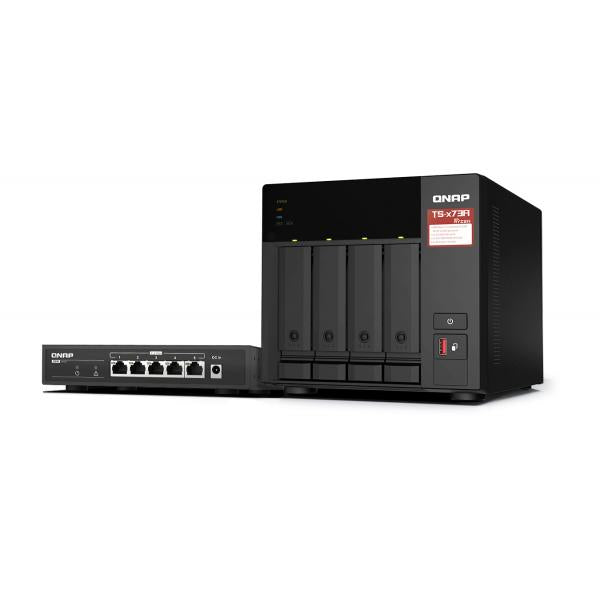 QNAP TS-473A + QSW-1105-5T Bundle Pack NAS Tower Collegamento ethernet LAN Nero V1500B - EUROBABYLON