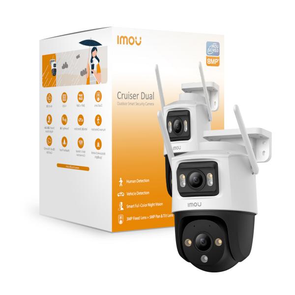 Imou Telecamera Wi-Fi Esterno Doppio Obiettivo 3K(3MP+3MP), PTZ Videocamera Sorveglianza Esterno, Rilevamento Umano/Veicoli, IP66, Tracciamento Intelligente, Visione Notturna a Colori, 2,4ghz