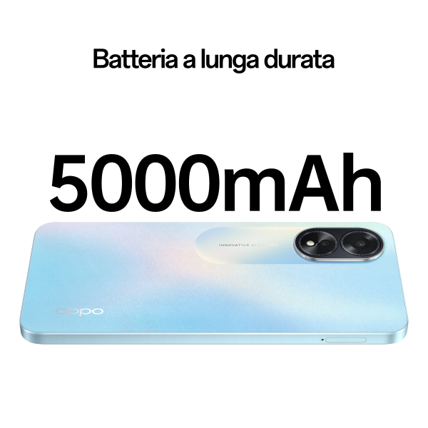 OPPO A18 4G Smartphone, AI Doppia fotocamera 8+2MP, Selfie 5MP, Display 6.56 90HZ LCD HD+, 5000mAh, RAM 8 GB (4+4) + ROM 128GB, IP54, [Versione Italia],Glowing Blue - EUROBABYLON