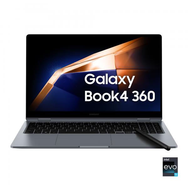 Samsung Galaxy Book4 360 Laptop, Intel Core 5 120U, 16GB RAM, 512GB SSD, 15.6" Super AMOLED, Windows 11 Home, Moonstone Gray