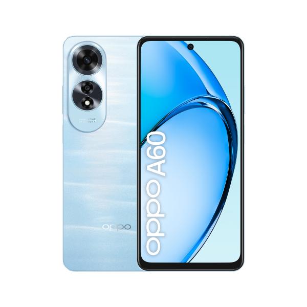 OPPO A60 Smartphone, AI Doppia Fotocamera 50+2MP, Selfie 8MP, Display 6.67 90HZ LCD HD+, 5000mAh, RAM 8(Esp4GB/6GB/8GB)+ROM 256GB (esp1TB), IP65, Ripple Blue