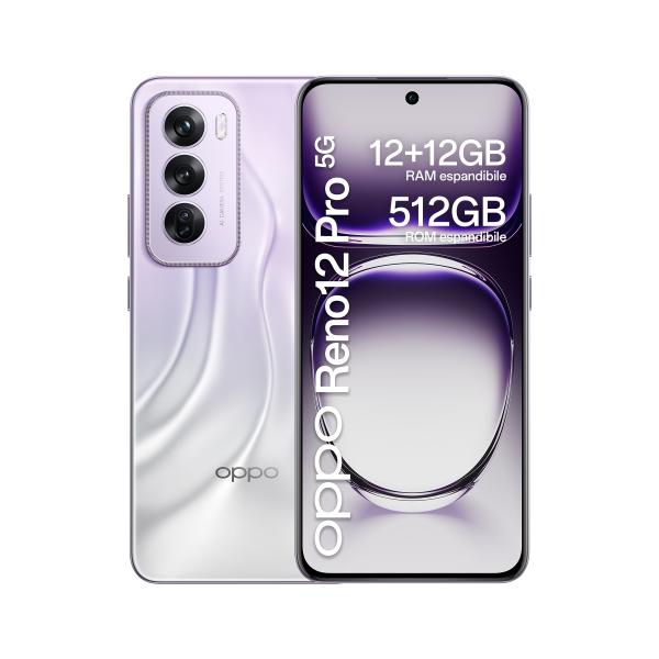 OPPO Reno12 Pro 5G AI Smartphone, Tripla fotocamera 50+50+8MP, Selfie 50MP, Display 6.7 120HZ AMOLED FHD+, 5000mAh, RAM 24 GB (12+12) + ROM 512GB, [Versione Italia], Nebula Silver