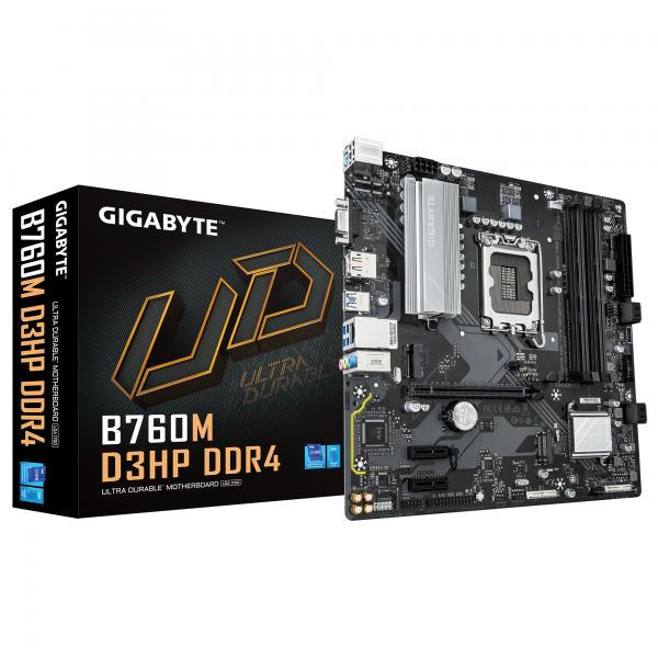 GIGABYTE B760M D3HP DDR4 - Supporta CPU Intel Core di 14 generazione, VRM Digitale 4+1+1 fasi, fino a 5333MHz DDR4 (OC), 2xPCIe 4.0 M.2, LAN GbE, USB 3.2 Gen1