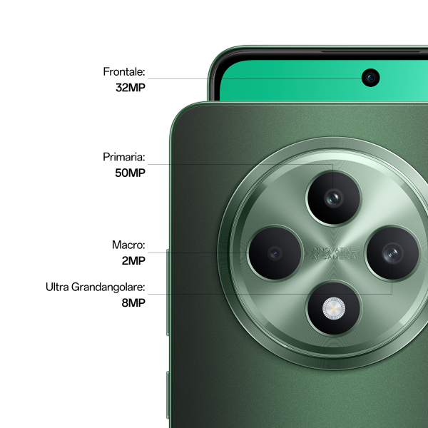 OPPO Reno12 FS 5G AI Smartphone, Tripla fotocamera 50+8+2MP, Selfie 32MP, Display 6.67 120HZ AMOLED FHD+, 5000mAh, RAM 24 GB (12+12) + ROM 512GB, [Versione Italia], Olive Green - EUROBABYLON