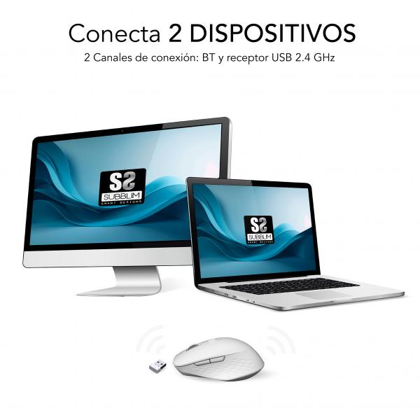 SUBBLIM SUBMO-EDCUR02 mouse Universale Mano destra Bluetooth + USB Type-A Ottico 1600 DPI