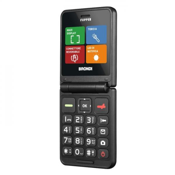 Brondi Flipper 6,1 cm (2.4") Nero Telefono cellulare basico - EUROBABYLON