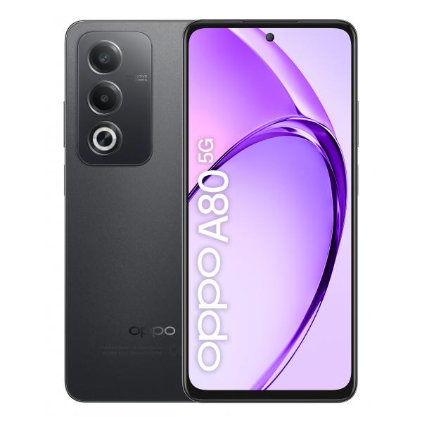 OPPO A80 5G Smartphone, AI Doppia Fotocamera 50+2MP, Selfie 8MP, Display 6.67 120HZ LCD HD+, 5100mAh, RAM 16 GB (8+8) + ROM 256GB, IP54, [Versione Italia], Starry Black