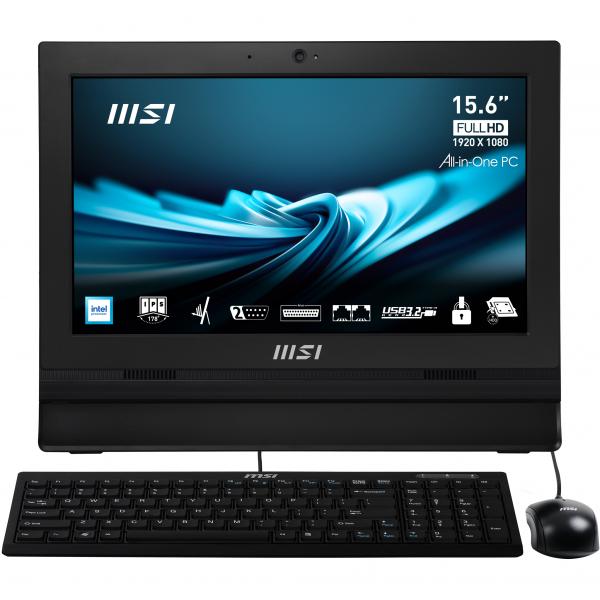 MSI Pro AP162T ADL-005IT All-in-One PC Intel N N100 39,6 cm (15.6") 1920 x 1080 Pixel Touch screen PC All-in-one 4 GB DDR4-SDRAM 128 GB SSD Windows 11 Pro Wi-Fi 6 (802.11ax) Nero - EUROBABYLON