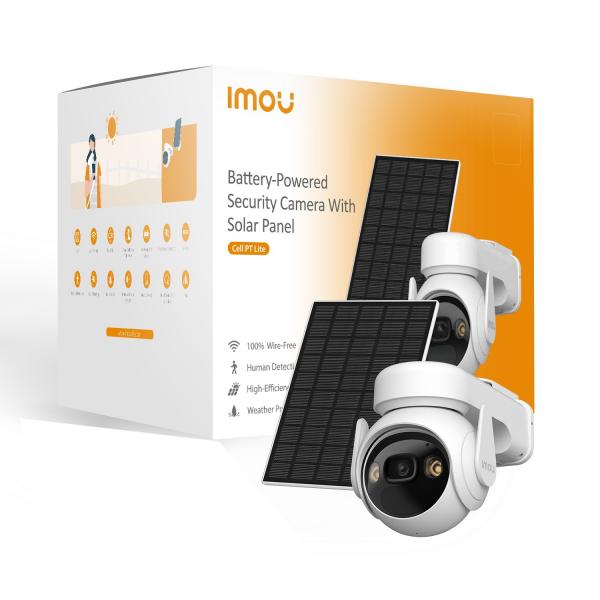 Imou Cell PT Lite Kit - Telecamera da Esterno a batteria con risoluzione 2K (3MP), Rilevamento Movimento/Umano, Visione Notturna a Colori, Audio Bidirezionale, IP66