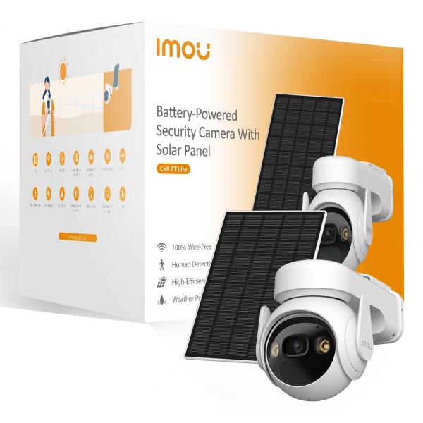 Imou Cell PT Lite Kit - Telecamera da Esterno a batteria con risoluzione 2K (3MP), Rilevamento Movimento/Umano, Visione Notturna a Colori, Audio Bidirezionale, IP66