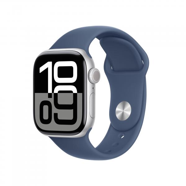 Apple Watch Series 10 Serie 10 GPS 42mm Cassa in Alluminio Color Argento con Denim Sport Band - S/M - EUROBABYLON