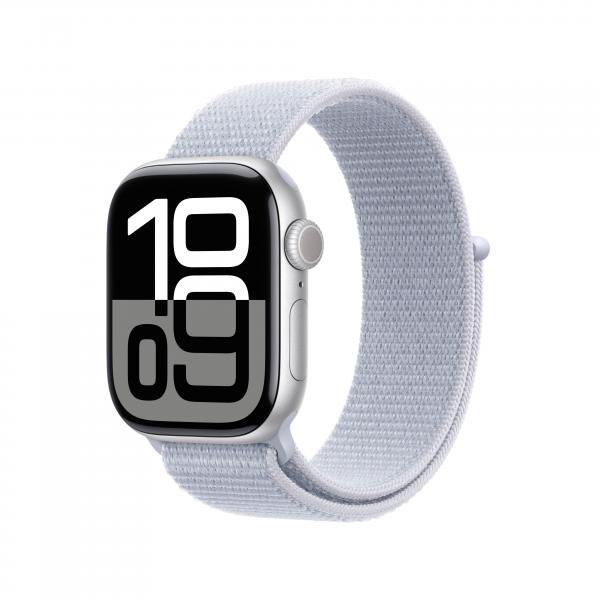 Apple Watch Series 10 Serie 10 GPS 42mm Cassa in Alluminio Color Argento con Blu tempesta Sport Loop - EUROBABYLON