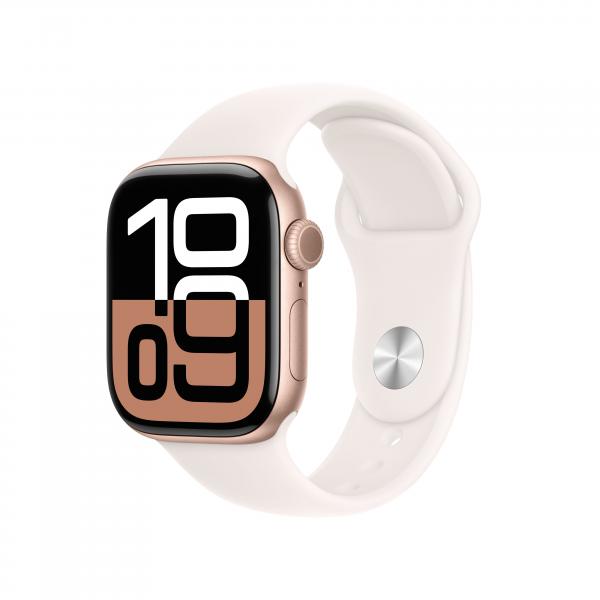 Apple Watch Series 10 Serie 10 GPS 42mm Cassa in Alluminio color Oro Rosa con Light Blush Sport Band - S/M