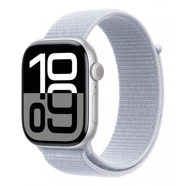 Apple Watch Series 10 Serie 10 GPS 46mm Cassa in Alluminio Color Argento con Blu tempesta Sport Loop - EUROBABYLON