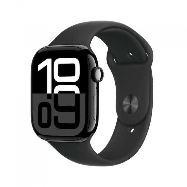 Apple Watch Series 10 Serie 10 GPS 46mm Cassa in Alluminio color Jet Black con Nero Sport Band - S/M - EUROBABYLON