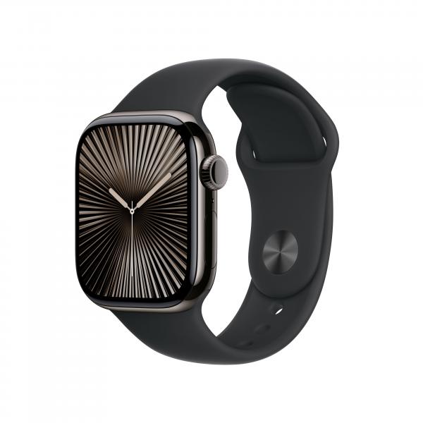 Apple Watch Series 10 Serie 10 GPS + Cellular 42mm Cassa in Titanio color Ardesia con Nero Sport Band - M/L - EUROBABYLON