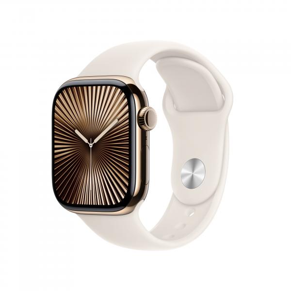 Apple Watch Series 10 Serie 10 GPS + Cellular 42mm Cassa in Titanio color Oro con Galassia Sport Band - S/M