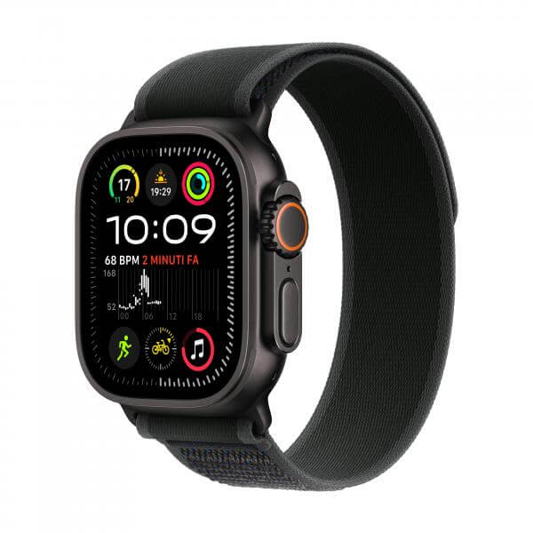 Apple Watch Ultra 2 GPS + Cellular 49mm Cassa Titanio Nero con Nero Trail Loop - S/M - EUROBABYLON