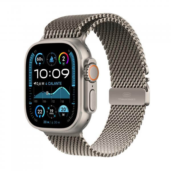 Apple Watch Ultra 2 GPS + Cellular 49mm Cassa in Titanio con Titanio Naturale Milanese Loop - S - EUROBABYLON