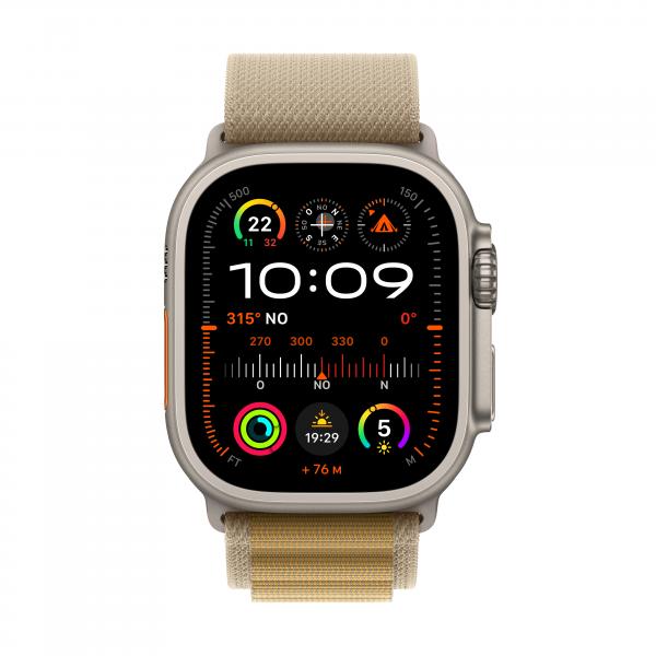 Apple Watch Ultra 2 GPS + Cellular 49mm Cassa in Titanio con Tan Alpine Loop - Small - EUROBABYLON