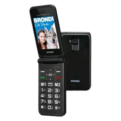 CELLULARE BRONDI AMICO SPECIALE 4G DUAL SIM CLAMSHELL TASTO SOS VOLUME POTENZIATO 4G LTE ITALIA BLACK METAL - EUROBABYLON