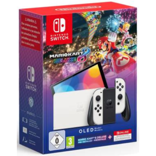 Switch Console OLED White + Mario Kart 8 Deluxe + 12 Mesi Nintendo Switch Online