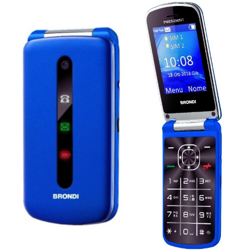 BRONDI PRESIDENT BLU METAL 3" FEATURE PHONE CLAMSHELL - EUROBABYLON