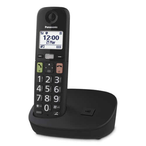 PANASONIC KX-TGU110EXB BLACK DECT CON PULSANTI GRANDI ED AUDIO POTENZIATO - EUROBABYLON