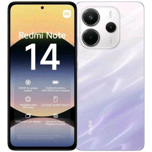 XIAOMI REDMI NOTE 14 6.6" 128GB RAM 6GB DUAL SIM GLOBAL MIST PURPLE